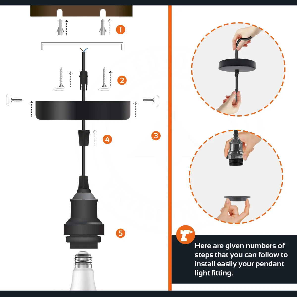 Franse gouden industriële armaturen E27-fitting met 95 cm kabel verlichtingsset ~4456 - Afbeelding 6