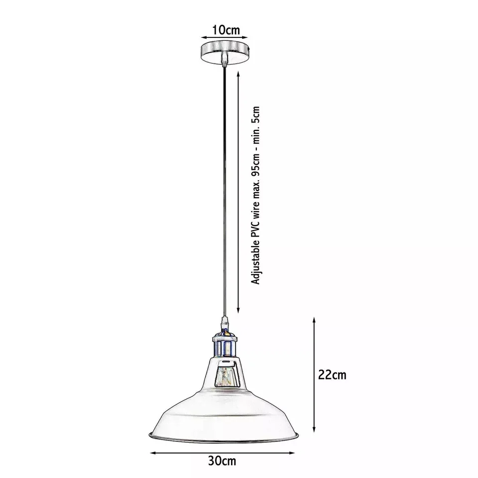 Retro hanglamp met metalen kap, plafondlamp ~ 5580 - Afbeelding 3