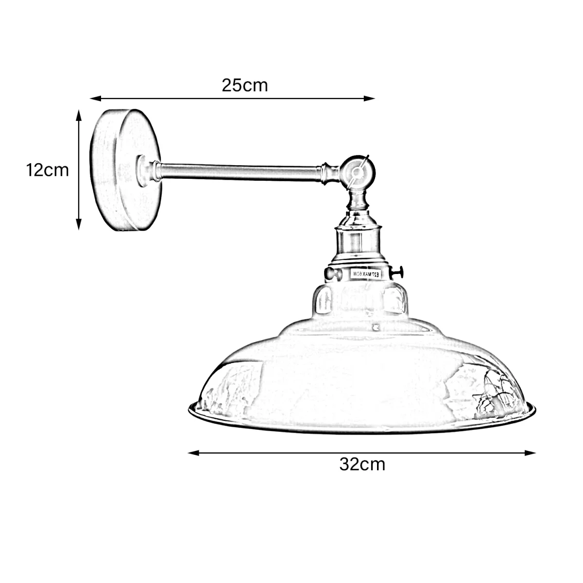 Witte kap met verstelbare, gebogen zwenkarm, wandlamp in loftstijl, industriële wandlamp~3463 - Afbeelding 4