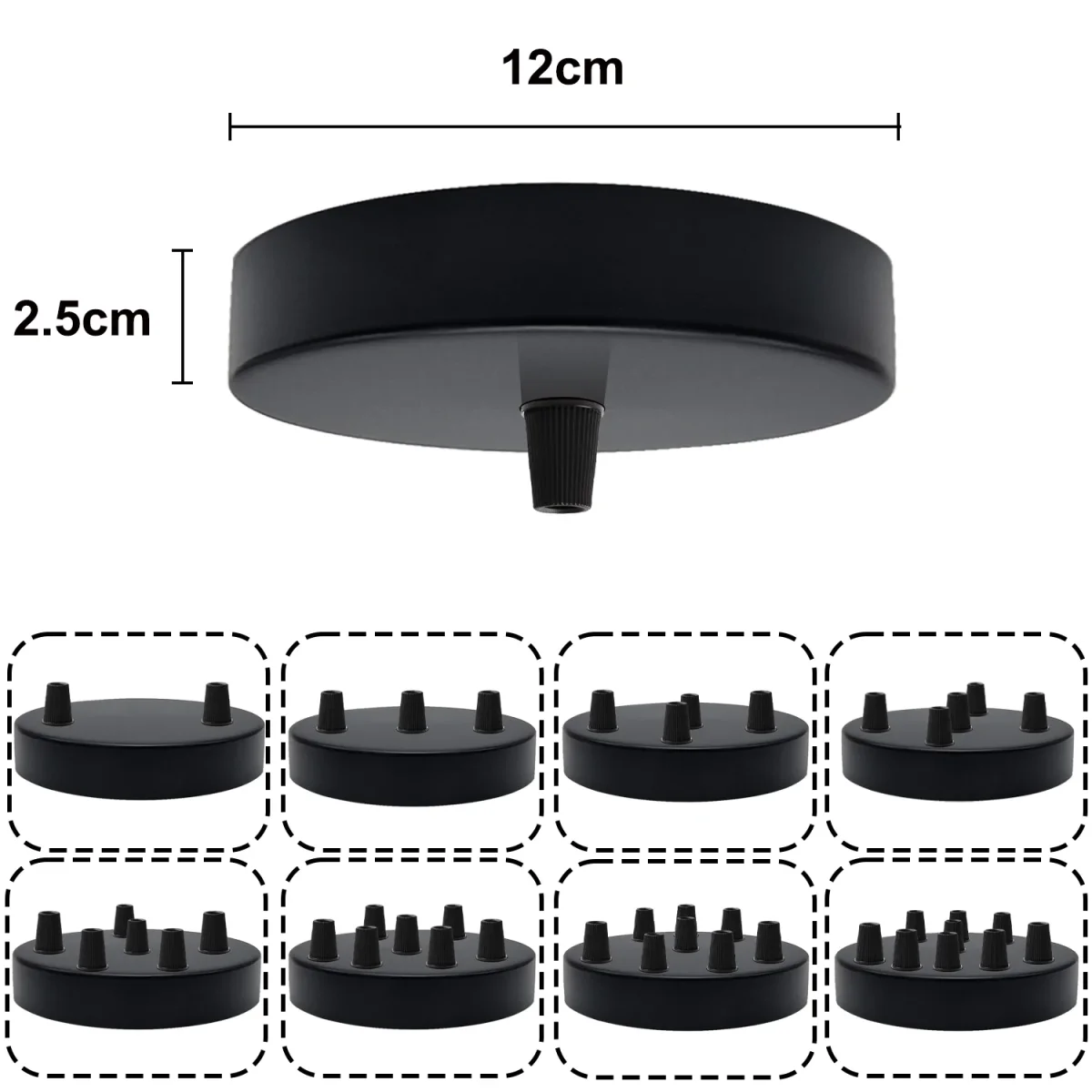 LEDSone Industriële Vintage 6-stopcontacten Zwarte Metalen Plafondrozet 120x25mm~2778 - Afbeelding 6