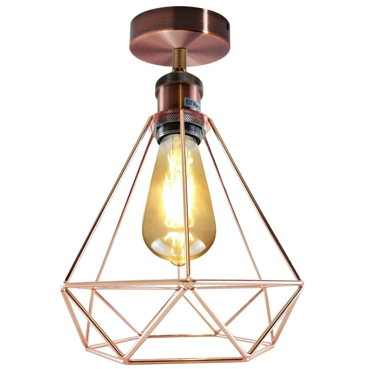 Vintage Retro Industriële Geometrische Kooi Plafondlamp Kap Inbouwlamp UK~3669 - Afbeelding 3