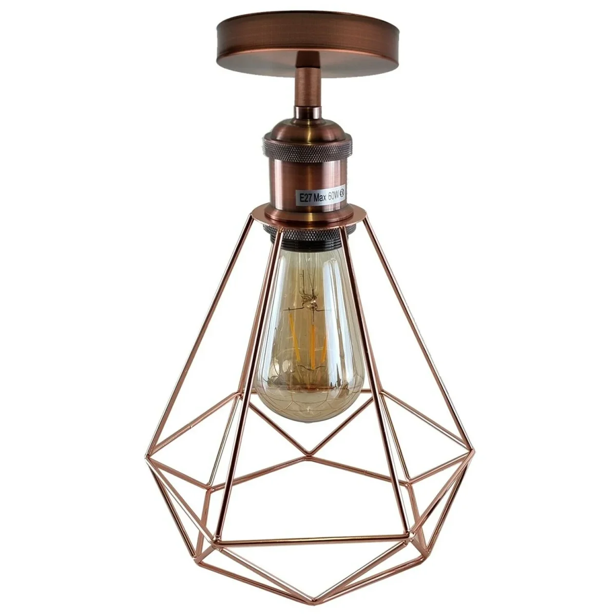 Vintage Retro Industriële Geometrische Kooi Plafondlamp Kap Inbouwlamp UK~3669 - Afbeelding 9