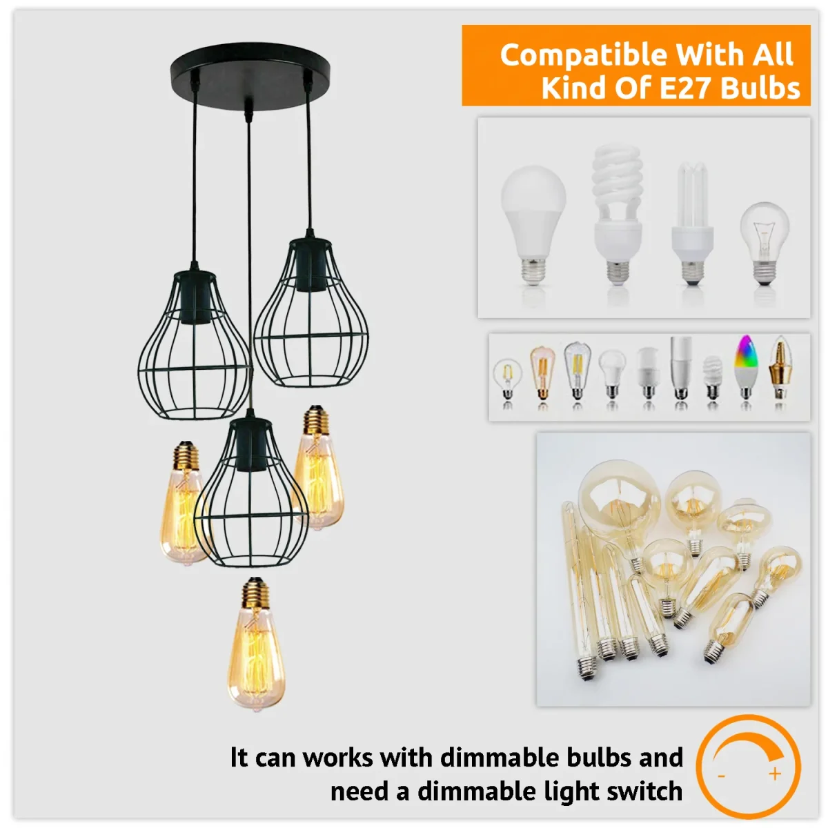 Industriële vintage retro zwarte metalen plafondlamp, E27 Edison-stijl lamp~3878 - Afbeelding 3