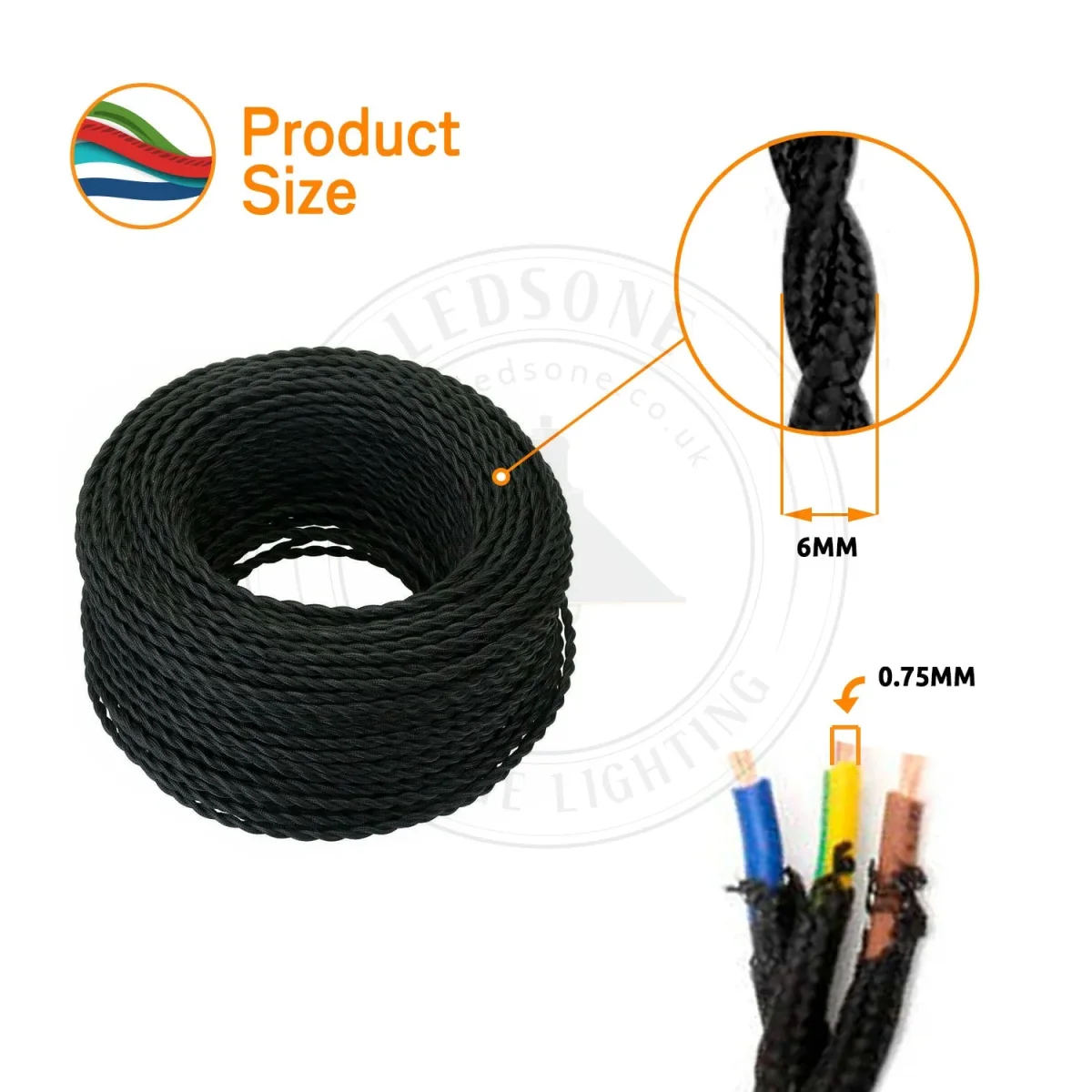 1M/5M/10M 3-aderige gevlochten elektrische verlichtingskabel van textiel, flexibel 0,75 mm~4868 - Afbeelding 9