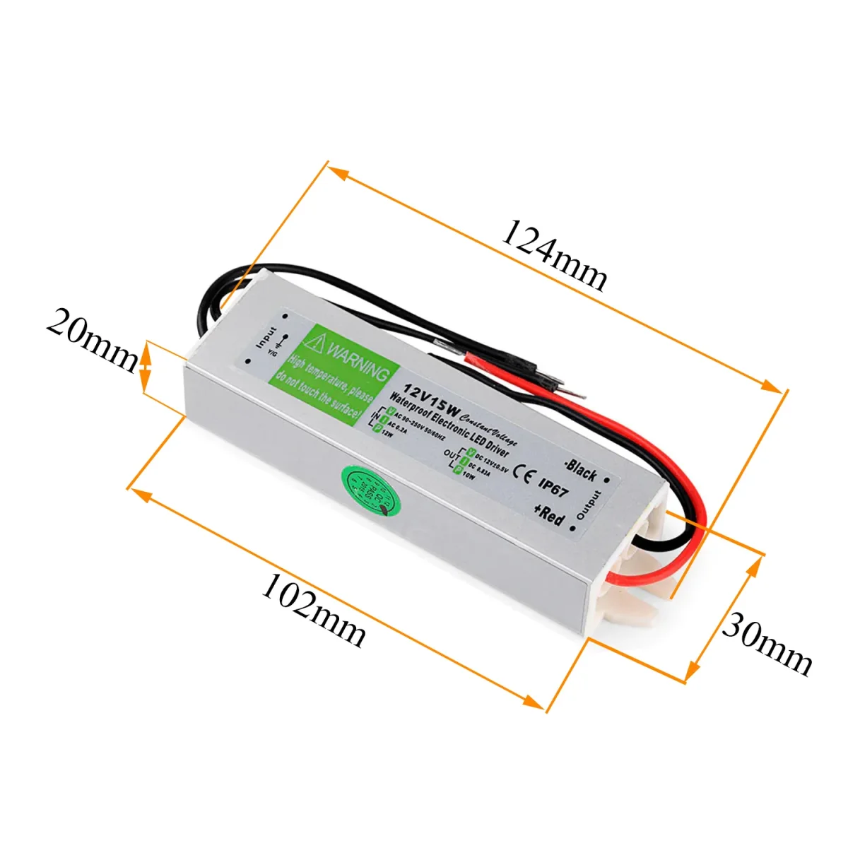 IP67 waterdichte DC 12V 15W LED-driver LED-voedingstransformator ~3363 - Afbeelding 3