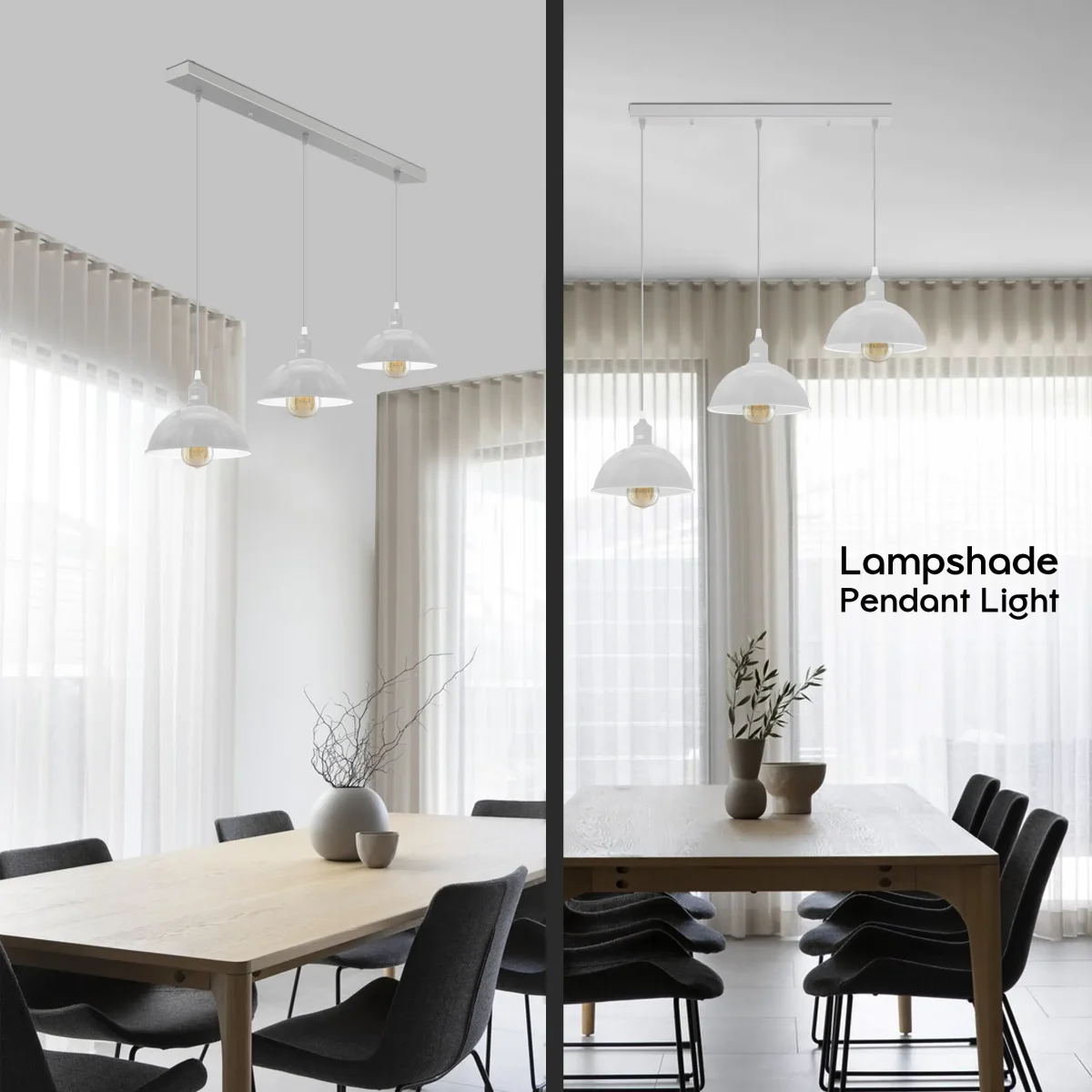 Industriële vintage loft keukenbar plafondlamp met 3 fittingen van metaal ~4333 - Afbeelding 4