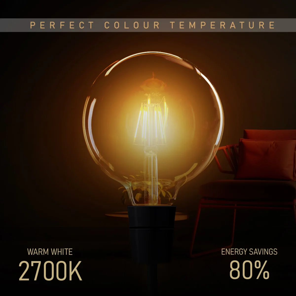 Dimmable Globe Filament LED Bulb – G125, G95 & G80 Models | B22 & E27 Base ~6736 - Afbeelding 9