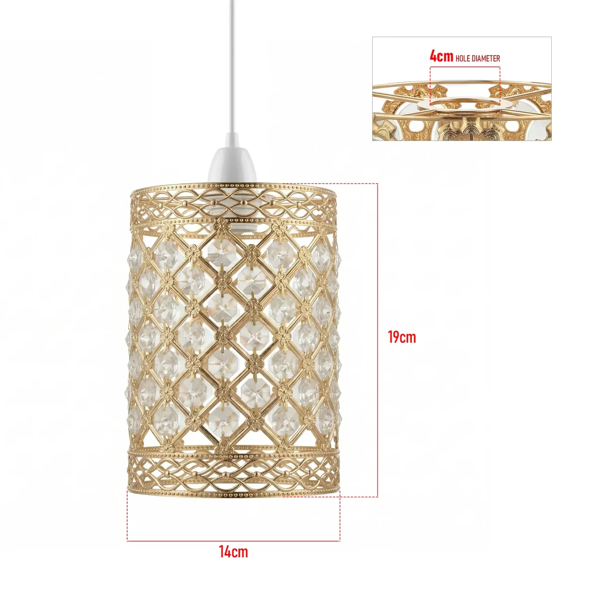 Moroccan Pendant Light Shade – French Gold Crystal E27 ~6768 - Afbeelding 3