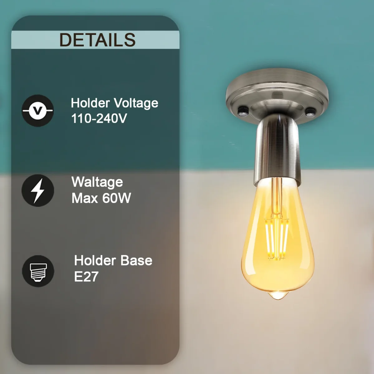 LEDSone Retro plafondlamp met plafondbevestiging~ ~5797 - Afbeelding 8
