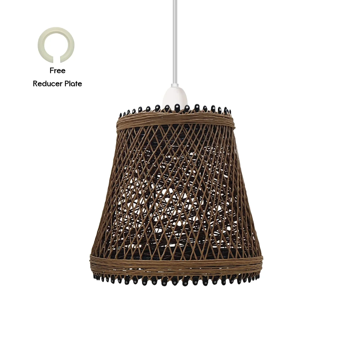 Creatieve lampenkooi van gevlochten rotan met gratis reductieplaat ~1970 - Afbeelding 7