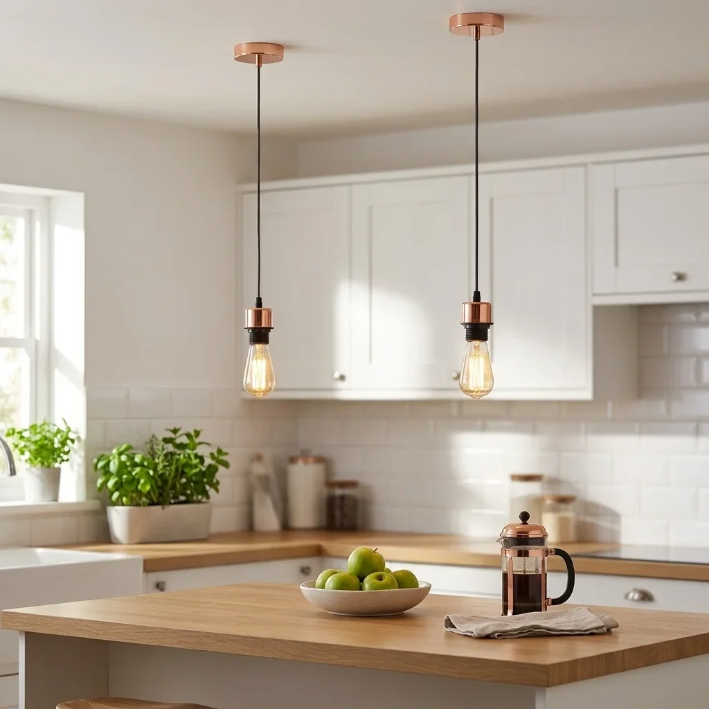 2-pack roségouden hanglamp, E27-lamphouder, plafondlamp, PVC-kabel ~ 4229 - Afbeelding 2