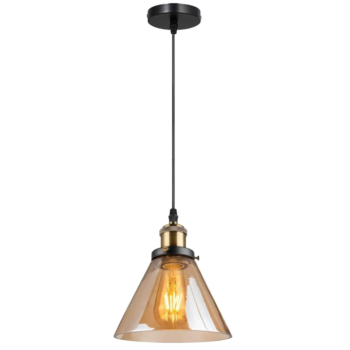 Industriële plafondlamp met hangende glazen kap ~6019 - Afbeelding 4