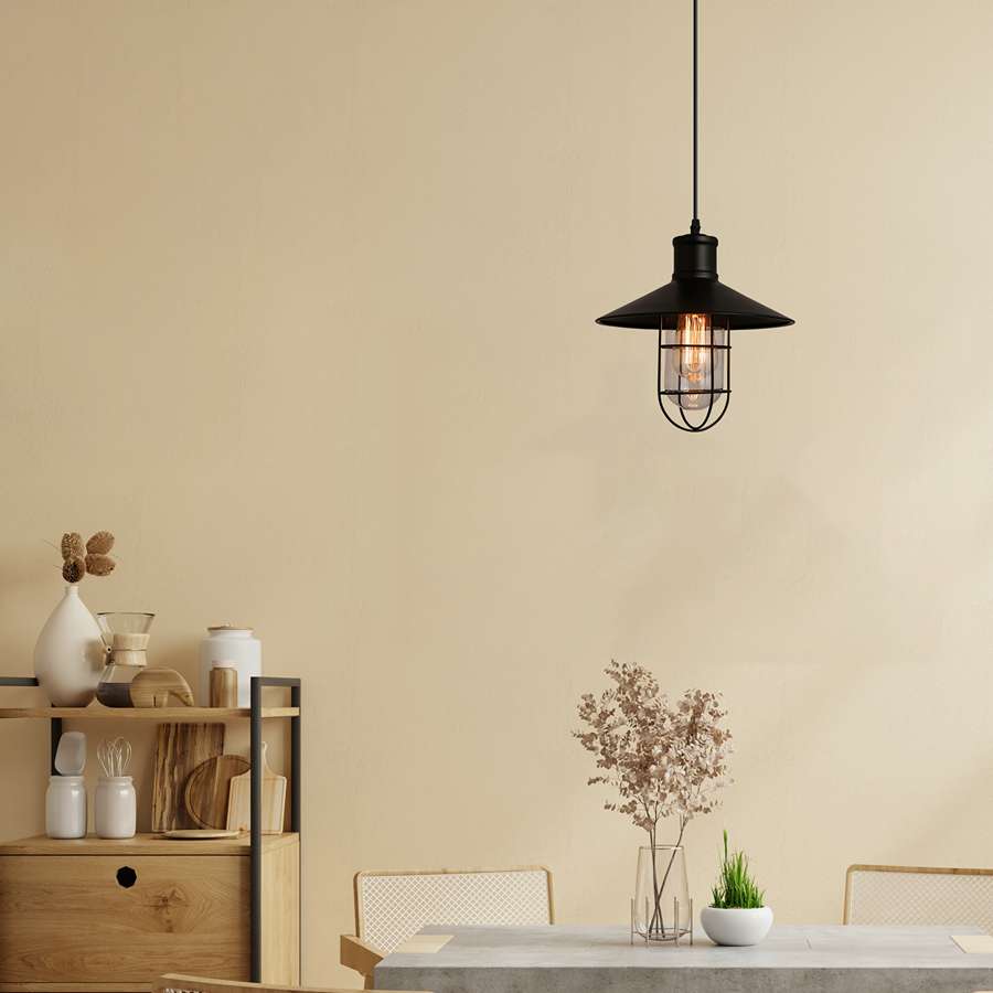 Moderne zwarte enkele hanglamp, perfect voor café, restaurant, bar~ 5142 - Afbeelding 4