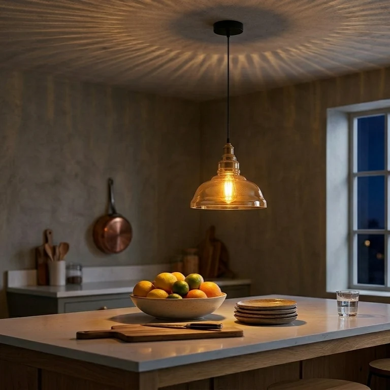 Industriële plafondlamp met hangende glazen kap ~6019 - Afbeelding 8