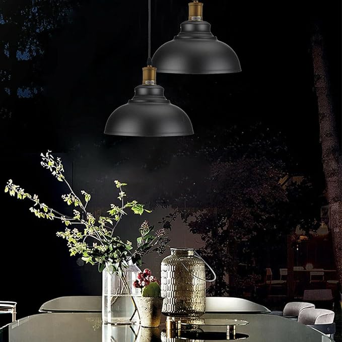 Zwarte metalen retro plafondlamp met eenvoudig te monteren lampenkap~2089 - Afbeelding 2