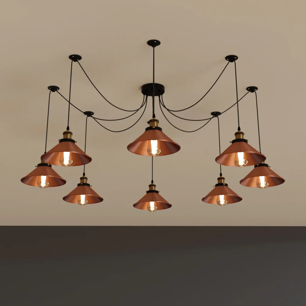 8-voudige Spider Light kegelvormige hanglamp~5136 - Afbeelding 6