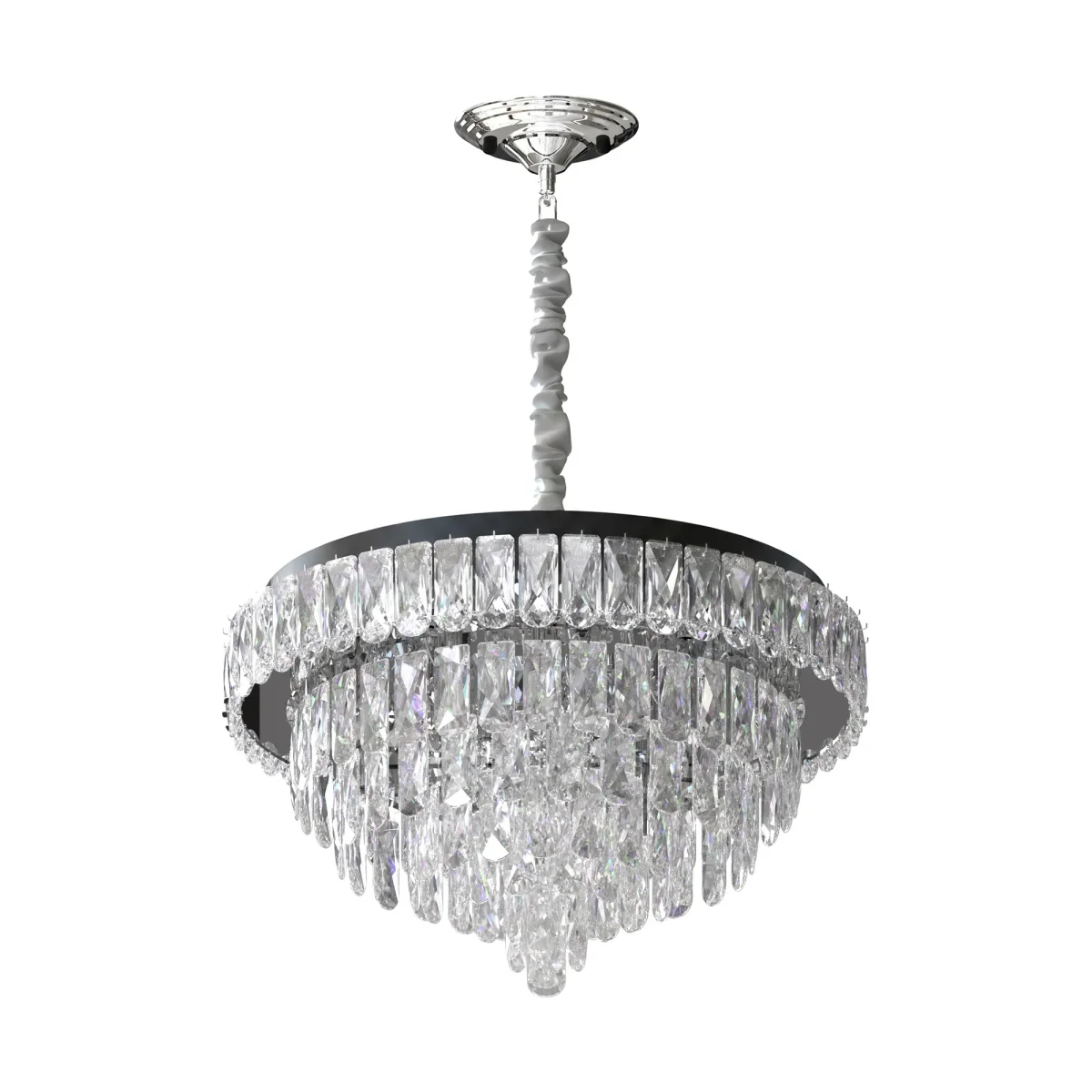 Moderne kristallen glazen laag zwarte snoer kroonluchter ronde plafondlamp ~5425 - Afbeelding 2