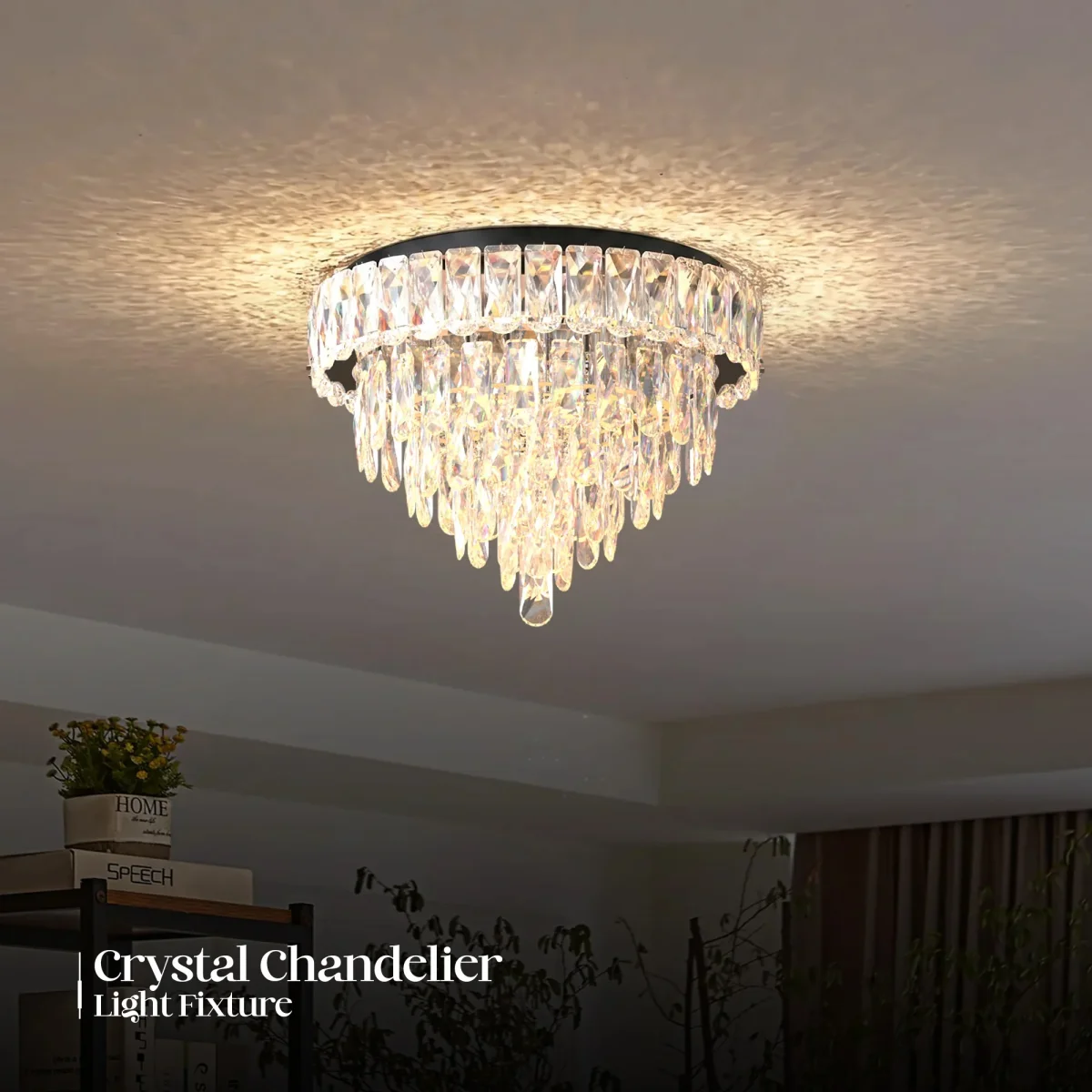 Moderne kristallen glazen laag zwarte snoer kroonluchter ronde plafondlamp ~5425 - Afbeelding 4