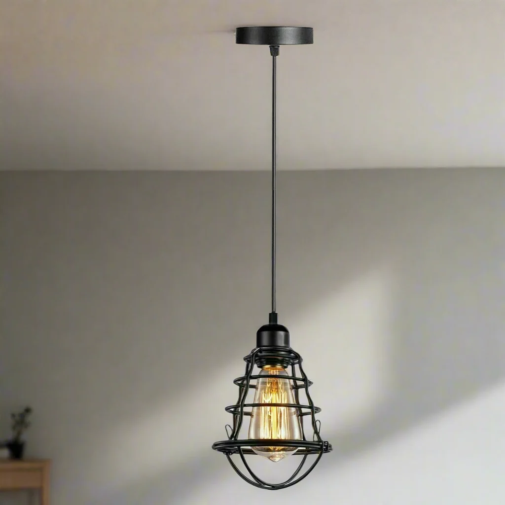 Vintage moderne zwarte hanglamp met verstelbare kabel van 95 cm voor keuken, slaapkamer en woonkamer~1360 - Afbeelding 2