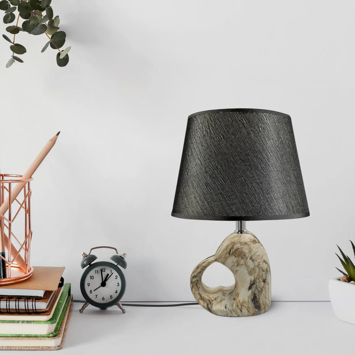 Moderne zwarte keramische bureaulamp voor thuis en kantoor ~5165 - Afbeelding 3