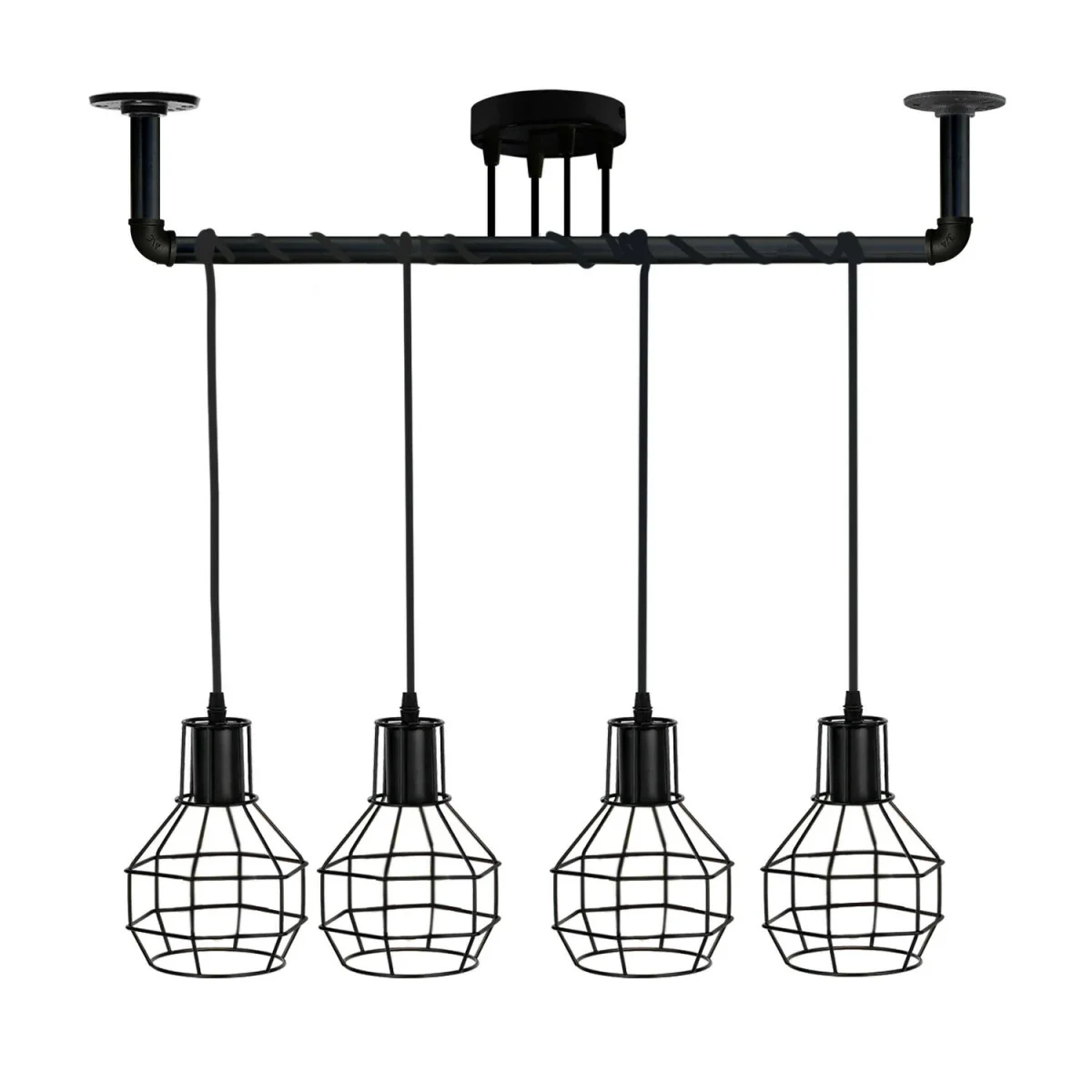 LEDSone Industriële Vintage 4-kops Plafondlampen Metalen Pijp Retro Loft Hanglampen~3558 - Afbeelding 6