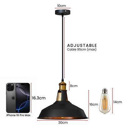 Industriële hanglampen Retro metalen plafondlampen VK~ 5713 - Afbeelding 4