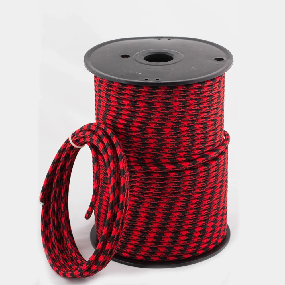 2-aderige ronde vintage gevlochten stoffen kabel, rood en zwart, flexibel 0,75 mm ~ 4892 - Afbeelding 8