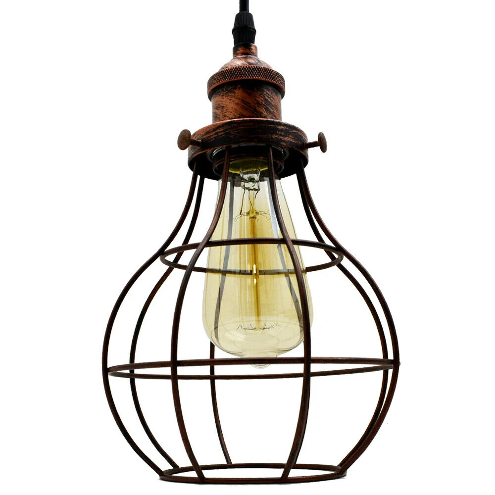 Vintage plafondhanglampen, industriële metalen kooi, 3-weg LED hanglamp, retro - Afbeelding 2