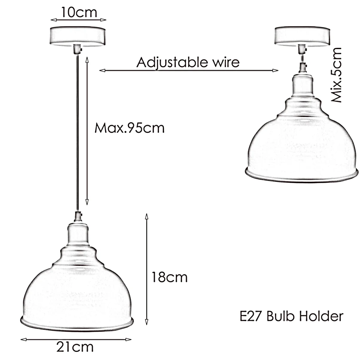Geborstelde zilveren retro hanglamp in metalen stijl, kap ~1855 - Afbeelding 4