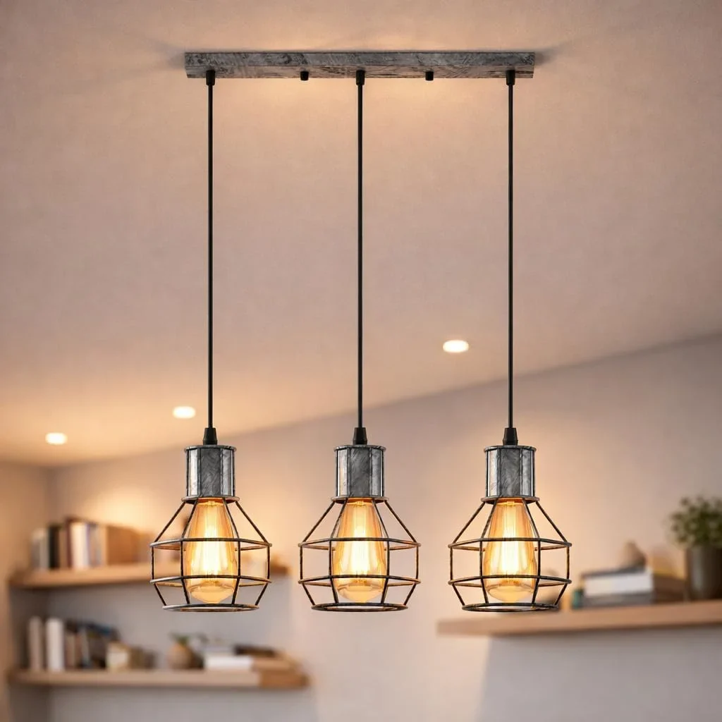 Industriële plafondlampfitting, metalen hanglamp met 3 koppen, verstelbaar~5868 - Afbeelding 4