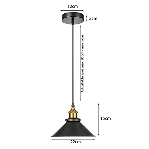 Industriële kegelvormige metalen E27 plafondhanglamp~5689 - Afbeelding 3