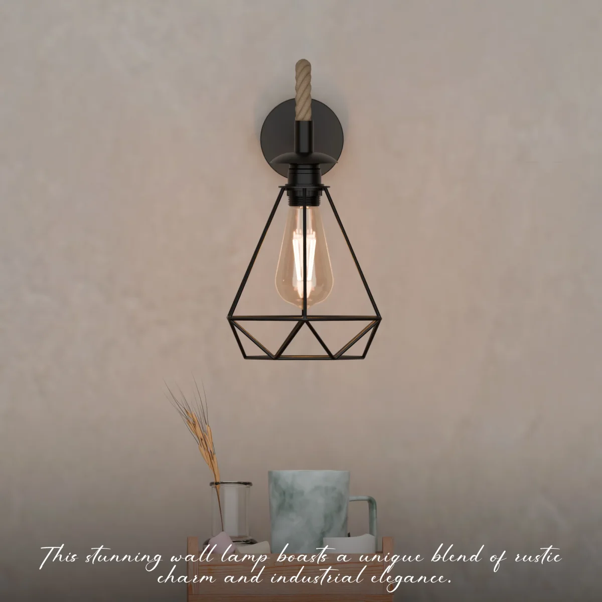 Vintage henneptouw metalen kap E27 wandlamp wandlamp~5700 - Afbeelding 6
