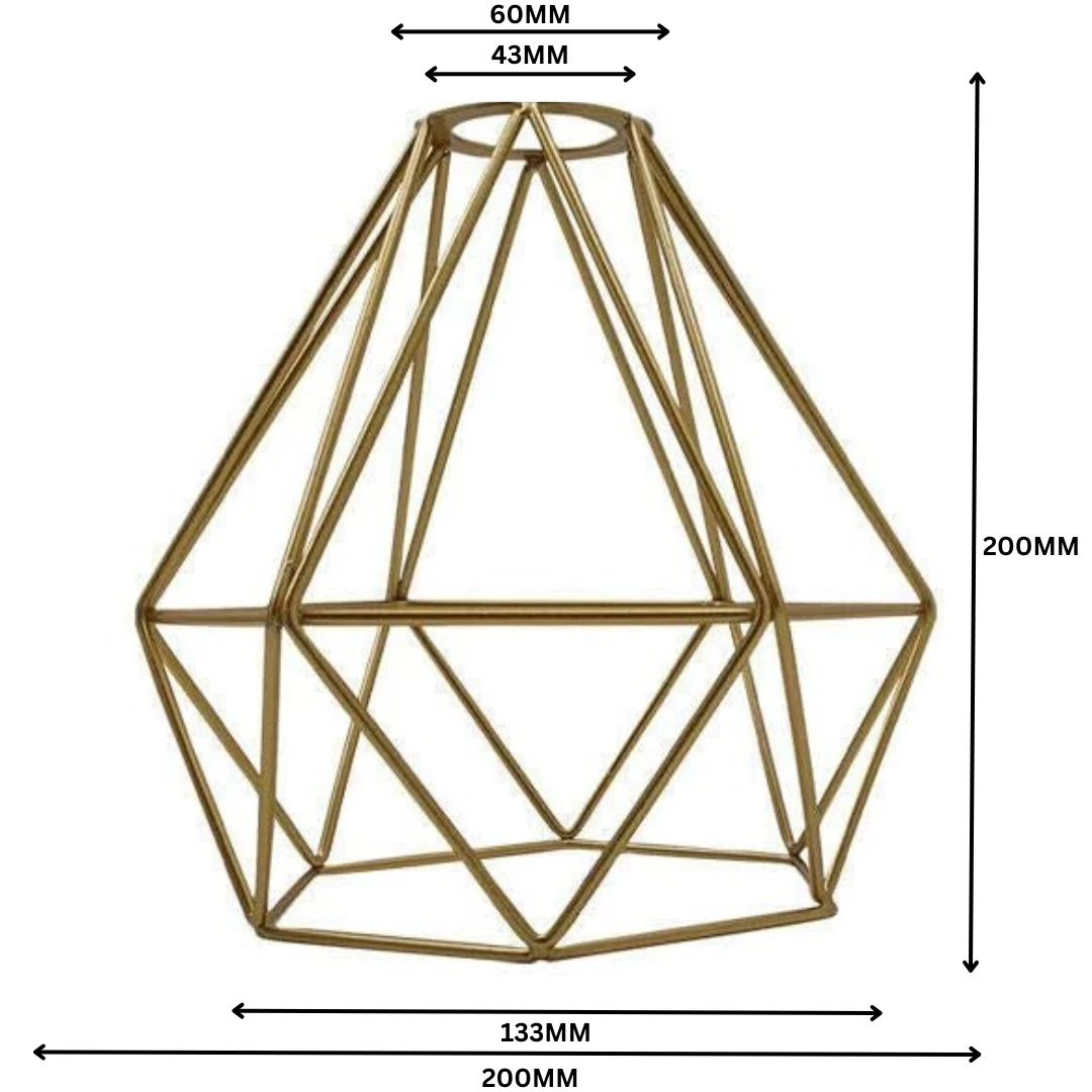 Metalen hanglamp met gouden kap, geometrische draadkooi, ~1904 - Afbeelding 6