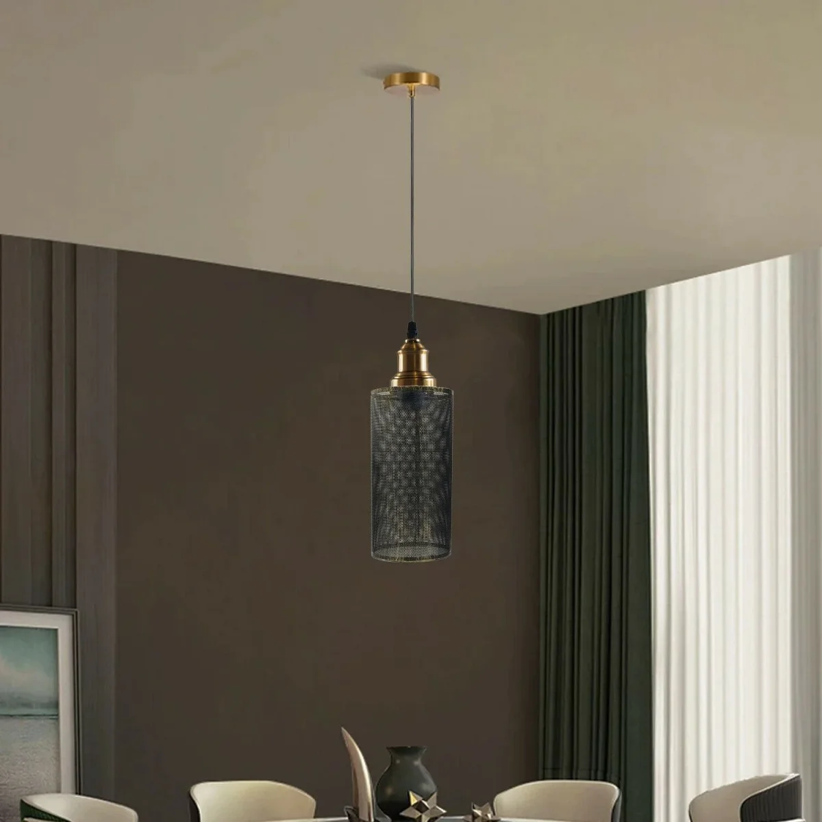 Vintage metalen kooi retro industriële hanglamp plafondlamp~1316 - Afbeelding 2