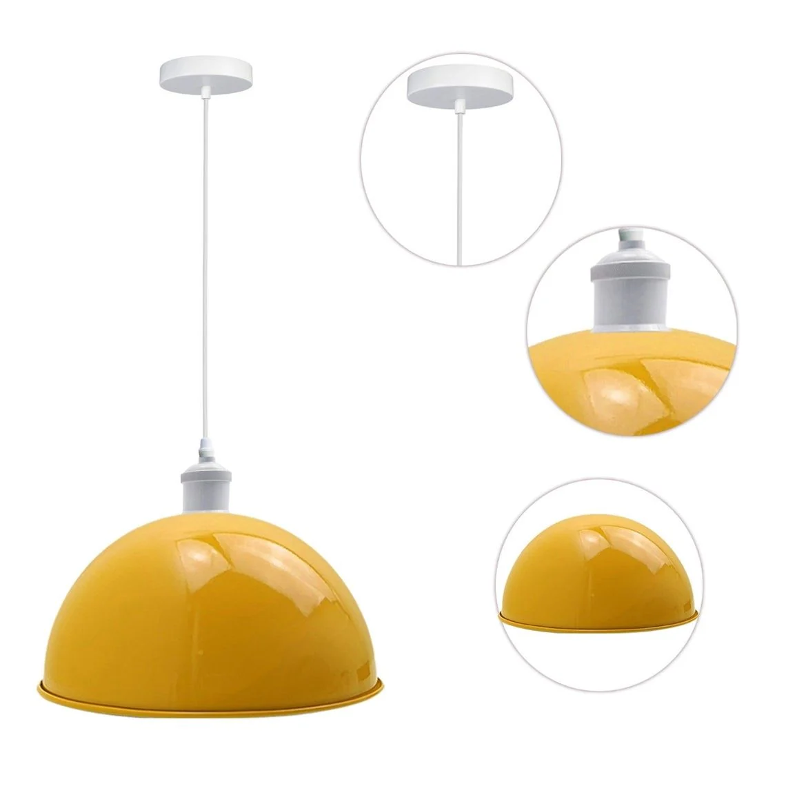 Vintage industriële metalen plafondlamp met koepelvormige kap, moderne hangende retrolamp~1364 - Afbeelding 5
