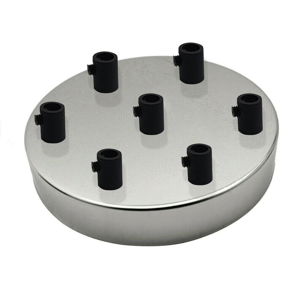 LEDSone industriële vintage 7-stopcontacten chroom metalen plafondrozet 120x25mm~2786 - Afbeelding 2