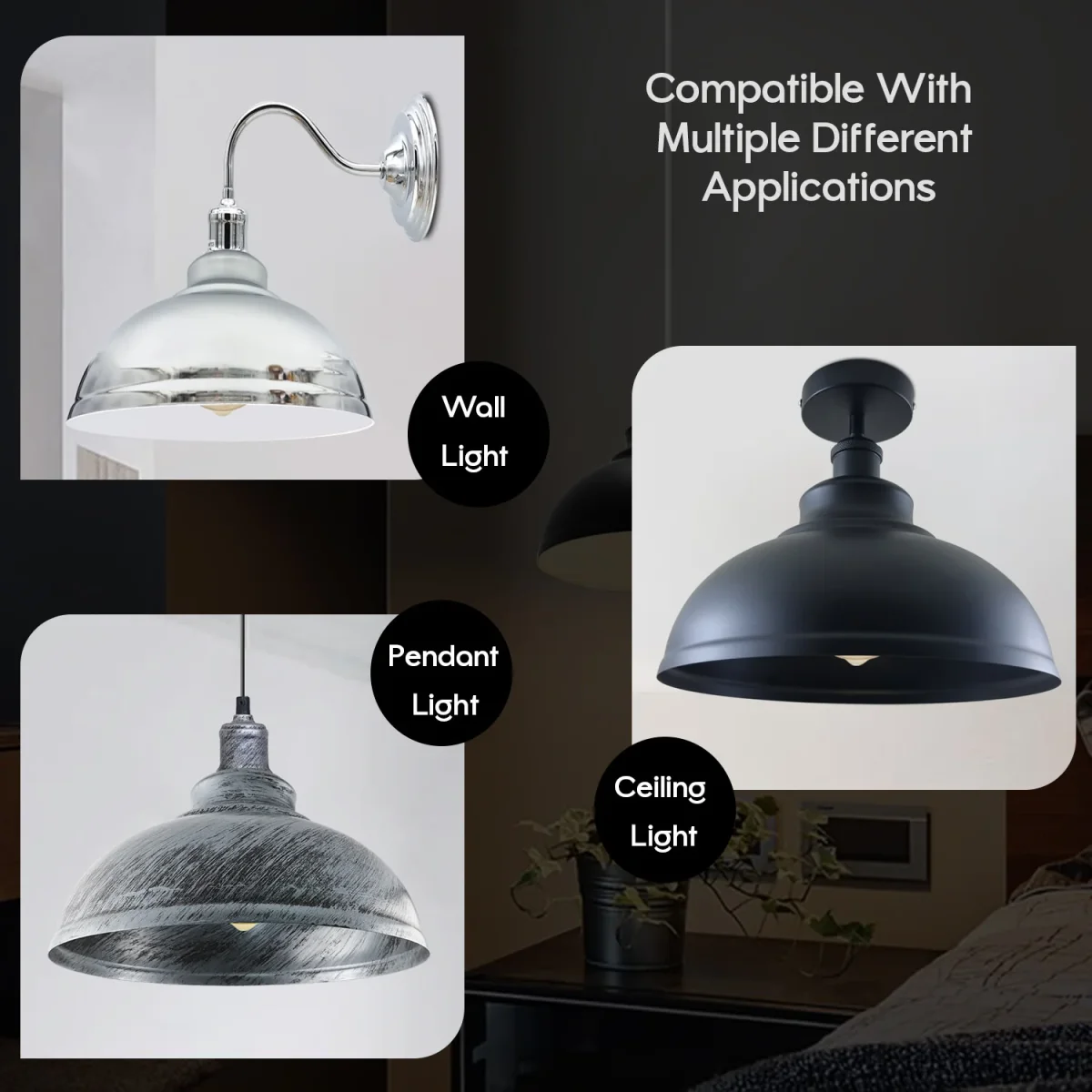 Zwarte metalen retro plafondlamp met eenvoudig te monteren lampenkap~2089 - Afbeelding 7