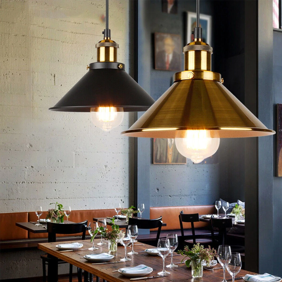 Plafondlamp in roségoudkleur, retro, industrieel, modern, binnen, metaal, glanzend, stijl ~ 2544