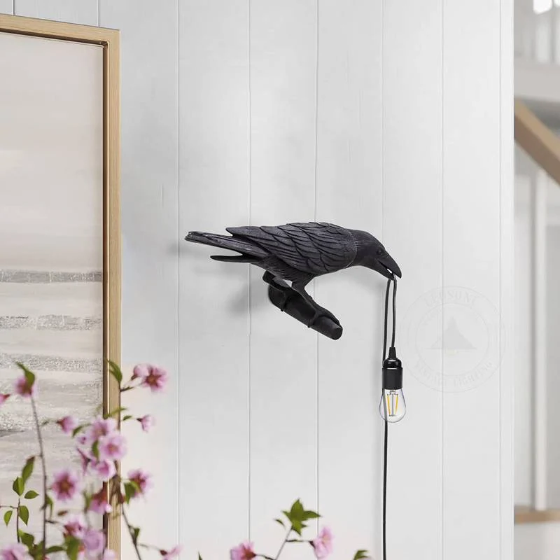 Vogelvormige wandlamp met stekker, decoratieve wandlamp ~4779 - Afbeelding 6